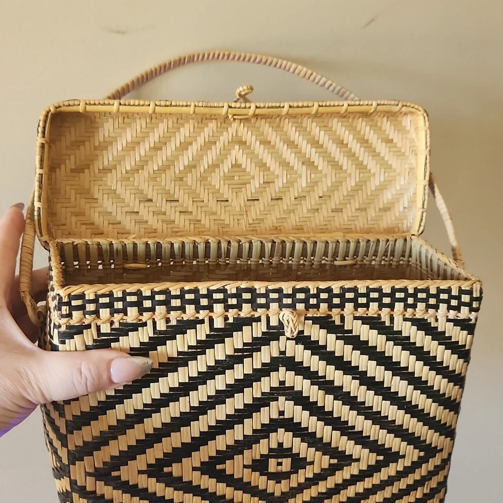 Anthropologie Wicker woven geometric handbag - Picture 8 of 9